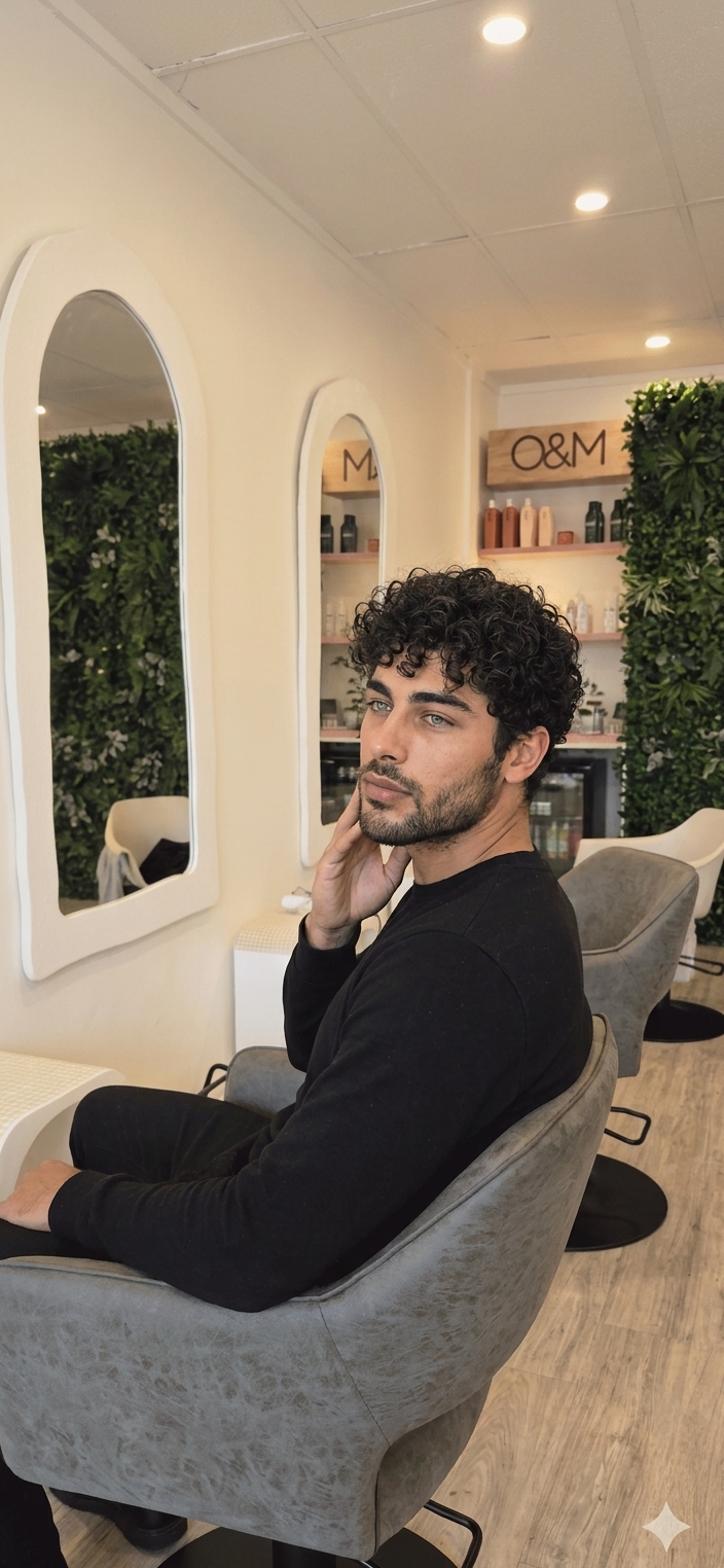 Dark brown curly textured crop